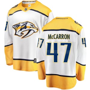 Nashville Predators Michael McCarron Official White Fanatics Branded Breakaway Youth Away NHL Hockey Jersey