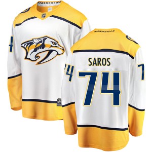 Nashville Predators Juuse Saros Official White Fanatics Branded Breakaway Youth Away NHL Hockey Jersey