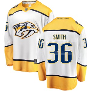 Nashville Predators Cole Smith Official White Fanatics Branded Breakaway Youth Away NHL Hockey Jersey