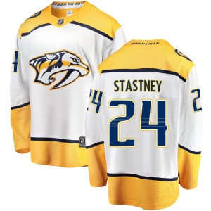 Nashville Predators Spencer Stastney Official White Fanatics Branded Breakaway Youth Away NHL Hockey Jersey