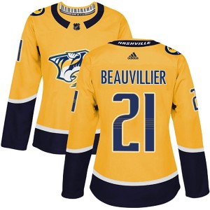Nashville Predators Anthony Beauvillier Official Gold Adidas Authentic Women's Home NHL Hockey Jersey