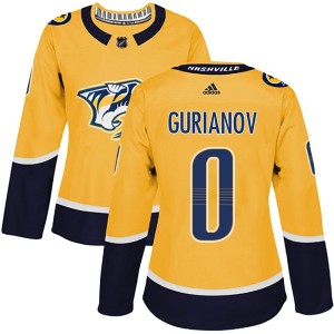 Nashville Predators Denis Gurianov Official Gold Adidas Authentic Women's Home NHL Hockey Jersey