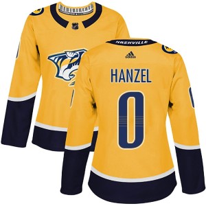 Nashville Predators Jeremy Hanzel Official Gold Adidas Authentic Women's Home NHL Hockey Jersey