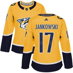 Nashville Predators Mark Jankowski Official Gold Adidas Authentic Women's Home NHL Hockey Jersey