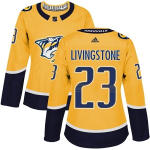 Nashville Predators Jake Livingstone Official Gold Adidas Authentic Women's Home NHL Hockey Jersey