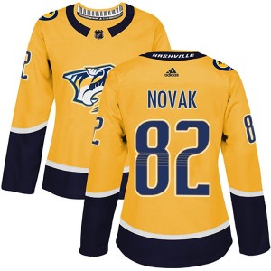 Nashville Predators Tommy Novak Official Gold Adidas Authentic Women's Home NHL Hockey Jersey