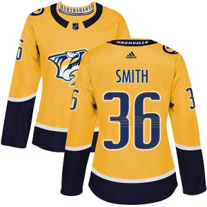 Nashville Predators Cole Smith Official Gold Adidas Authentic Women's Home NHL Hockey Jersey