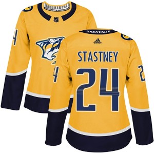 Nashville Predators Spencer Stastney Official Gold Adidas Authentic Women's Home NHL Hockey Jersey