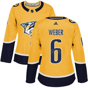 Nashville Predators Shea Weber Official Gold Adidas Authentic Women's Home NHL Hockey Jersey