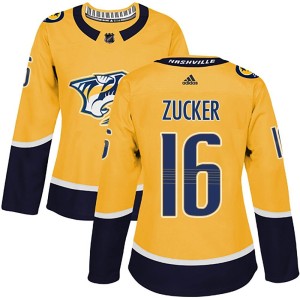 Nashville Predators Jason Zucker Official Gold Adidas Authentic Women's Home NHL Hockey Jersey