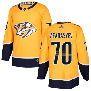 Nashville Predators Egor Afanasyev Official Gold Adidas Authentic Youth Home NHL Hockey Jersey
