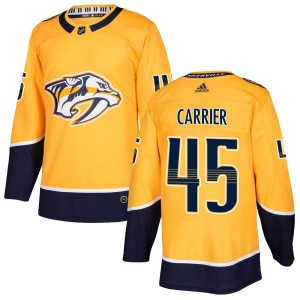 Nashville Predators Alexandre Carrier Official Gold Adidas Authentic Youth Home NHL Hockey Jersey