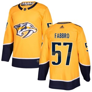 Nashville Predators Dante Fabbro Official Gold Adidas Authentic Youth Home NHL Hockey Jersey