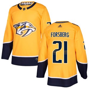 Nashville Predators Peter Forsberg Official Gold Adidas Authentic Youth Home NHL Hockey Jersey