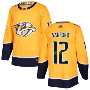 Nashville Predators Zach Sanford Official Gold Adidas Authentic Youth Home NHL Hockey Jersey