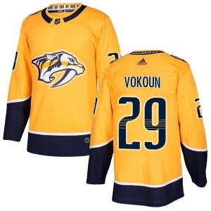 Nashville Predators Tomas Vokoun Official Gold Adidas Authentic Youth Home NHL Hockey Jersey