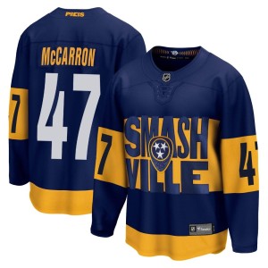 Nashville Predators Michael McCarron Official Navy Fanatics Branded Breakaway Youth 2022 Stadium Series NHL Hockey Jersey