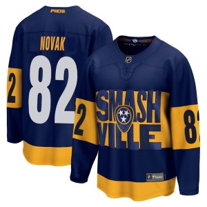 Nashville Predators Tommy Novak Official Navy Fanatics Branded Breakaway Youth 2022 Stadium Series NHL Hockey Jersey
