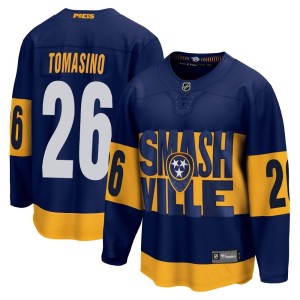 Nashville Predators Philip Tomasino Official Navy Fanatics Branded Breakaway Youth 2022 Stadium Series NHL Hockey Jersey