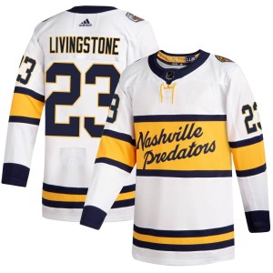 Nashville Predators Jake Livingstone Official White Adidas Authentic Adult 2020 Winter Classic Player NHL Hockey Jersey