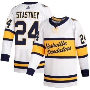 Nashville Predators Spencer Stastney Official White Adidas Authentic Adult 2020 Winter Classic Player NHL Hockey Jersey