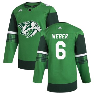 Nashville Predators Shea Weber Official Green Adidas Authentic Adult 2020 St. Patrick's Day NHL Hockey Jersey