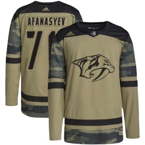 Nashville Predators Egor Afanasyev Official Camo Adidas Authentic Youth Military Appreciation Practice NHL Hockey Jersey