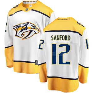 Nashville Predators Zach Sanford Official White Fanatics Branded Breakaway Adult Away NHL Hockey Jersey