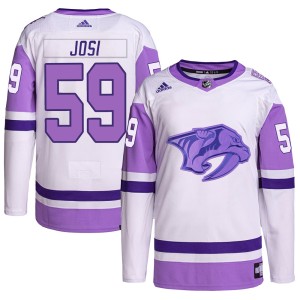 Nashville Predators Roman Josi Official White/Purple Adidas Authentic Adult Hockey Fights Cancer Primegreen NHL Hockey Jersey