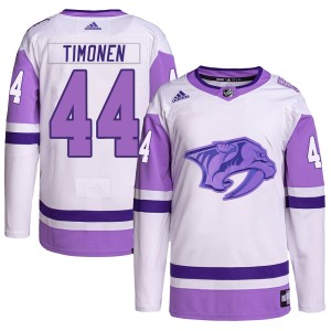 Nashville Predators Kimmo Timonen Official White/Purple Adidas Authentic Adult Hockey Fights Cancer Primegreen NHL Hockey Jersey