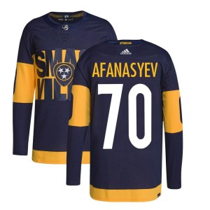 Nashville Predators Egor Afanasyev Official Navy Adidas Authentic Youth 2022 Stadium Series Primegreen NHL Hockey Jersey
