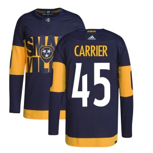 Nashville Predators Alexandre Carrier Official Navy Adidas Authentic Youth 2022 Stadium Series Primegreen NHL Hockey Jersey