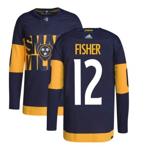 Nashville Predators Mike Fisher Official Navy Adidas Authentic Youth 2022 Stadium Series Primegreen NHL Hockey Jersey