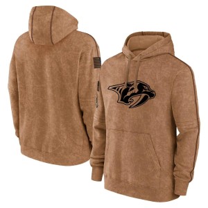 Nashville Predators Official Brown Youth 2023 Salute to Service Club Pullover Hoodie