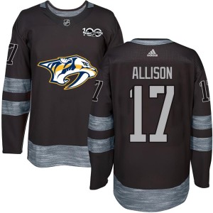 Nashville Predators Wade Allison Official Black Authentic Youth 1917-2017 100th Anniversary NHL Hockey Jersey