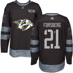 Nashville Predators Peter Forsberg Official Black Authentic Youth 1917-2017 100th Anniversary NHL Hockey Jersey