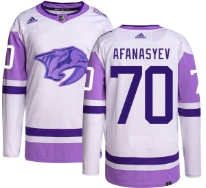 Nashville Predators Egor Afanasyev Official Adidas Authentic Adult Hockey Fights Cancer NHL Hockey Jersey