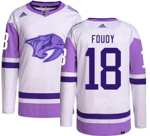 Nashville Predators Liam Foudy Official Adidas Authentic Adult Hockey Fights Cancer NHL Hockey Jersey