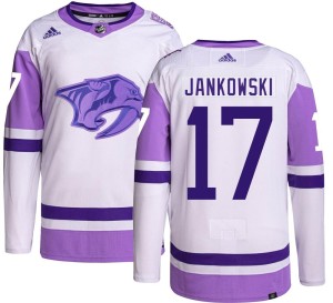Nashville Predators Mark Jankowski Official Adidas Authentic Adult Hockey Fights Cancer NHL Hockey Jersey