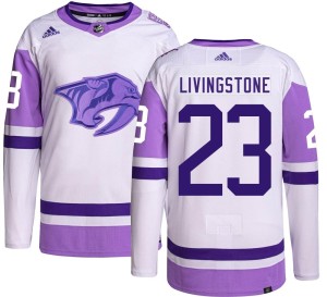 Nashville Predators Jake Livingstone Official Adidas Authentic Adult Hockey Fights Cancer NHL Hockey Jersey