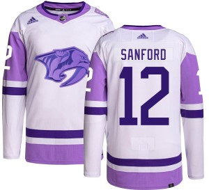 Nashville Predators Zach Sanford Official Adidas Authentic Adult Hockey Fights Cancer NHL Hockey Jersey