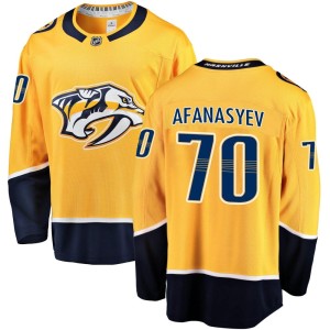 Nashville Predators Egor Afanasyev Official Gold Fanatics Branded Breakaway Adult Home NHL Hockey Jersey