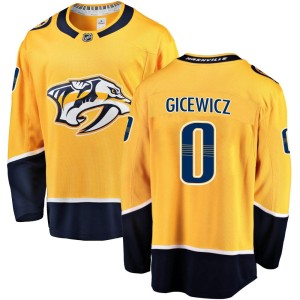 Nashville Predators Carson Gicewicz Official Gold Fanatics Branded Breakaway Adult Home NHL Hockey Jersey