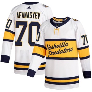 Nashville Predators Egor Afanasyev Official White Adidas Authentic Youth 2020 Winter Classic Player NHL Hockey Jersey