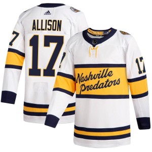 Nashville Predators Wade Allison Official White Adidas Authentic Youth 2020 Winter Classic Player NHL Hockey Jersey