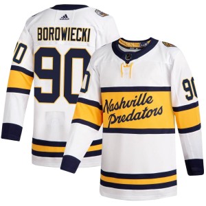 Nashville Predators Mark Borowiecki Official White Adidas Authentic Youth 2020 Winter Classic Player NHL Hockey Jersey