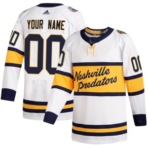 Nashville Predators Custom Official White Adidas Authentic Youth Custom 2020 Winter Classic Player NHL Hockey Jersey