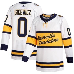 Nashville Predators Carson Gicewicz Official White Adidas Authentic Youth 2020 Winter Classic Player NHL Hockey Jersey