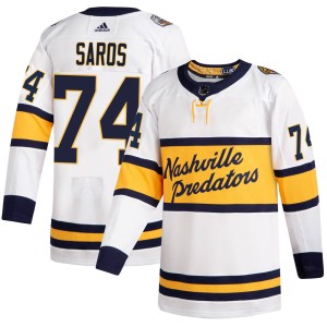 Nashville Predators Juuse Saros Official White Adidas Authentic Youth 2020 Winter Classic NHL Hockey Jersey