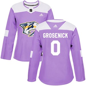 Nashville Predators Troy Grosenick Official Purple Adidas Authentic Women's Fights Cancer Practice NHL Hockey Jersey